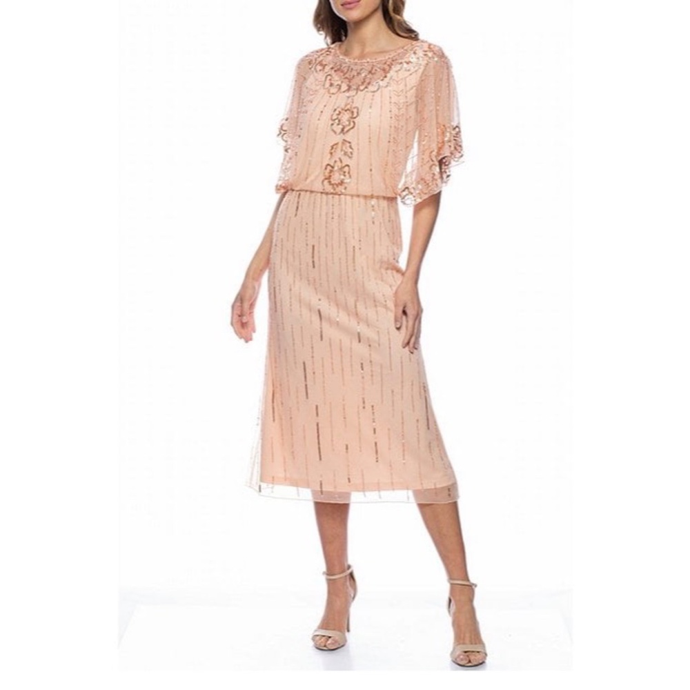 Marina beaded midi blouson dress